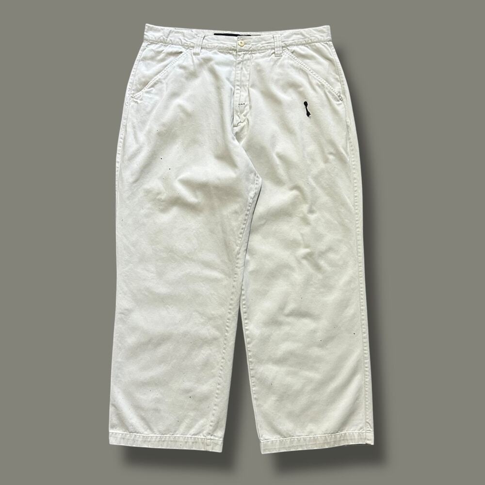 Vintage y2k Anchor Blue Beyond Baggy Faded White Skater Pants 36x29